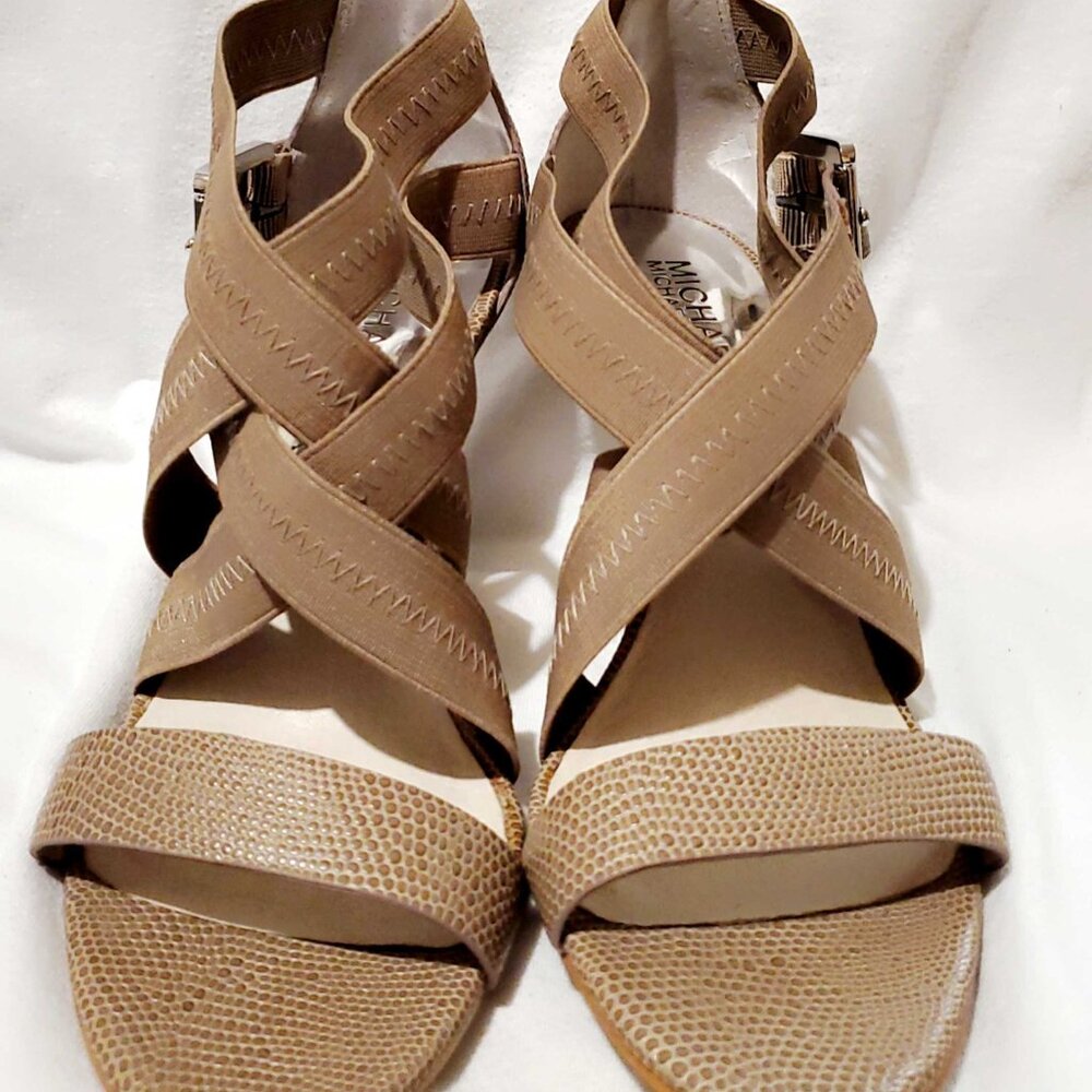 Michael Kors Criss Cross Ankle Strap Buckle Sandal Heels